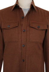 $3650 Isaia Brown Solid Cashmere Blend Overshirt - (IS4292610) - Parent