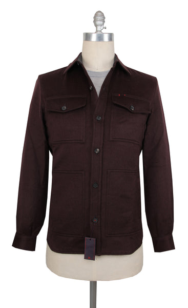 $2750 Isaia Burgundy Solid Cashmere Blend Overshirt - (IS429269) - Parent