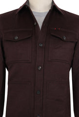 $2750 Isaia Burgundy Solid Cashmere Blend Overshirt - (IS429269) - Parent