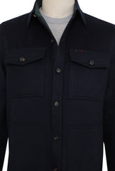 $2295 Isaia Dark Blue Cashmere Blend Overshirt - - (IS429268) - Parent