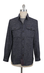 $1995 Isaia Dark Blue Wool Blend Overshirt - (IS429265) - Parent