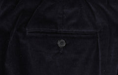 $1495 Isaia Dark Blue Solid Cotton Blend Pants - Slim - (IS84262) - Parent