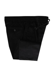 $1495 Isaia Black Solid Cotton Blend Pants - Slim - (IS84263) - Parent