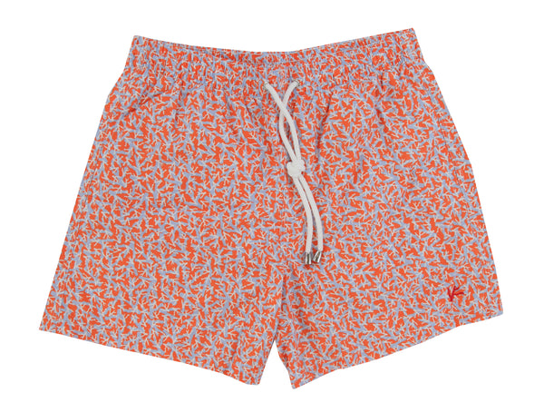 $350 Isaia Orange Fancy Swim Shorts - Slim - (IS52249) - Parent