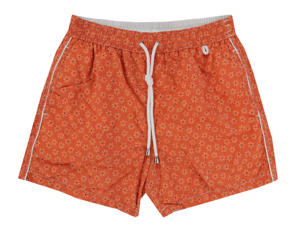 $350 Isaia Orange Fancy Swim Shorts - Slim - (IS522410) - Parent