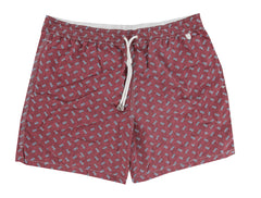 $350 Isaia Burgundy Red Fancy Swim Shorts - Slim - XX Large - (IS522416)