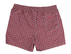 $350 Isaia Burgundy Red Fancy Swim Shorts - Slim - (IS522416) - Parent