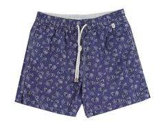 $350 Isaia Blue Fancy Swim Shorts - Slim - (IS52245) - Parent