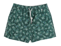 $350 Isaia Green Fancy Swim Shorts - Slim - X Large - (IS52244)