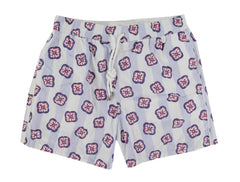 $350 Isaia Blue Fancy Swim Shorts - Slim - (IS522418) - Parent