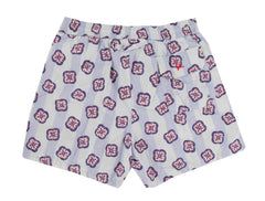 $350 Isaia Blue Fancy Swim Shorts - Slim - (IS522418) - Parent