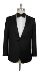 $4995 Isaia Black Super 130's Tuxedo - 44/54 - (IS44267)