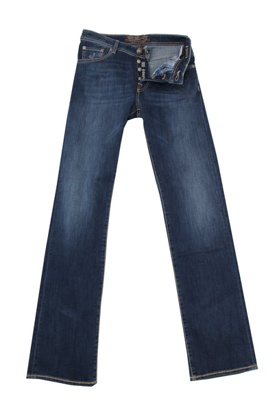 $595 Jacob Cohën Blue Solid Jeans - Slim - (JC710245) - Parent