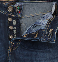 $595 Jacob Cohën Blue Solid Jeans - Slim - (JC710245) - Parent