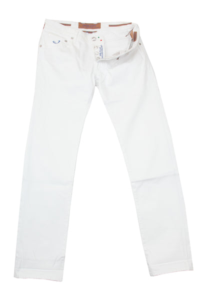 $595 Jacob Cohën White Solid Jeans - Slim - (JC710243) - Parent