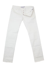 $595 Jacob Cohën White Solid Jeans - Slim - 28/44 - (JC710241)