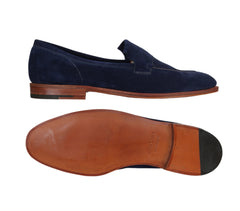 $1940 John Lobb Dark Blue Suede Penny Loafers - (JL5926812) - Parent