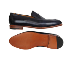 $2640 John Lobb Dark Blue Calf Leather Penny Loafers - (JL592681) - Parent
