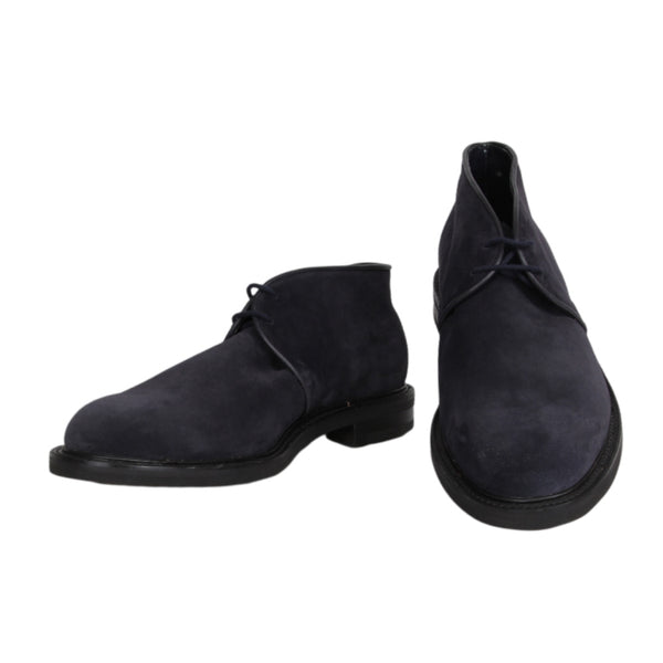 $2290 John Lobb Dark Blue Suede Ankle Boots - (JL592651) - Parent