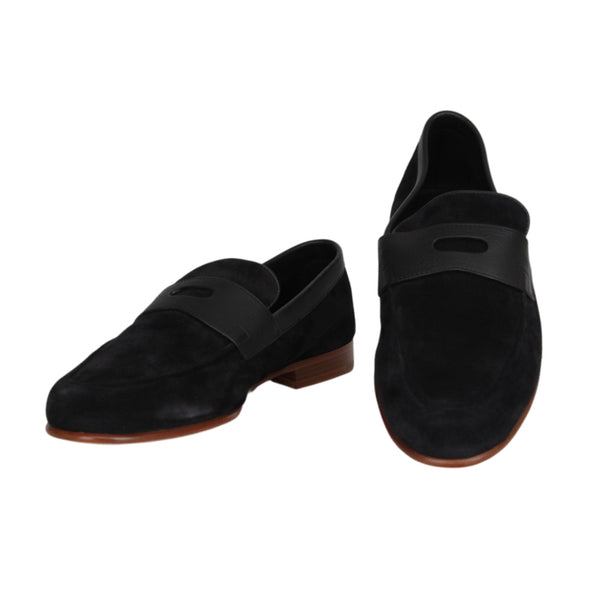 $1250 John Lobb Black Suede Penny Loafers - (JL592687) - Parent
