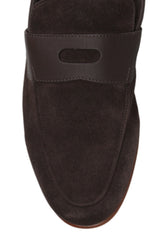 $1250 John Lobb Dark Brown Suede Penny Loafers - (JL592686) - Parent