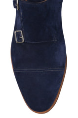 $2080 John Lobb Blue Suede Double Monk Strap Shoes - (JL59266) - Parent