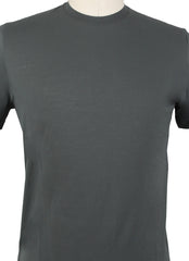 Kired Dark Green Solid Crewneck Cotton T-Shirt - Extra Slim - (KR6120232) - Parent