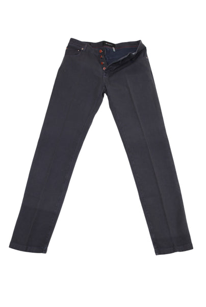 $995 Kiton Blue Solid Jeans - Slim - (KT617265) - Parent