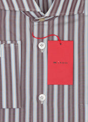 Kiton Burgundy Red Striped Cotton Shirt - Slim - (KT11162214) - Parent