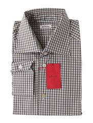 Kiton Gray Check Cotton Shirt - Slim - 17/43 - (KT427221)