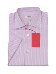 Kiton Lavender Purple Short Sleeved Cotton Shirt - Slim - (KT77229) - Parent