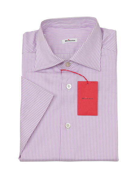 Kiton Lavender Purple Short Sleeved Cotton Shirt - Slim - (KT77229) - Parent