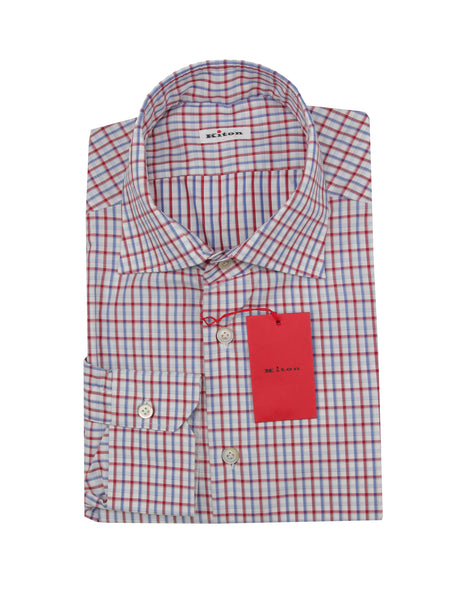 Kiton Red Plaid Cotton Shirt - Slim - (KT2212310) - Parent