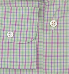 Kiton Light Green Plaid Cotton Shirt - Slim - (KT222234) - Parent