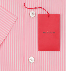 $600 Kiton Pink Striped Cotton Shirt - Slim - (KT912264) - Parent