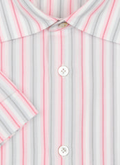$600 Kiton Pink Striped Cotton Shirt - Slim - (KT912265) - Parent