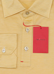$600 Kiton Yellow Solid Cotton Popover Shirt - Slim - (KT9162612) - Parent