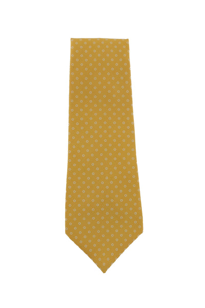 Kiton Yellow Polka Dot Silk Tie (1428)