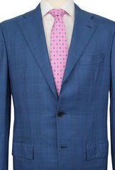 Kiton Blue Super 180's Plaid Suit - (KT1010231) - Parent