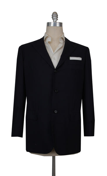 $6900 Kiton Dark Blue Wool Solid Sportcoat - (KT627242) - Parent