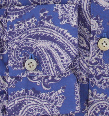 $600 Kiton Blue Paisley Cotton Shirt - Slim - (KT314262) - Parent