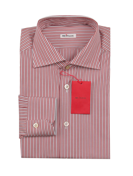 Kiton Red Striped Cotton Shirt - Slim - (KT126222) - Parent