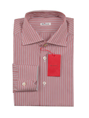 Kiton Red Striped Cotton Shirt - Slim - 15.5/39 - (KT126222)