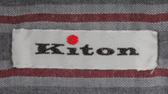 $600 Kiton Gray Striped Cotton Shirt - Slim - (KT311252) - Parent