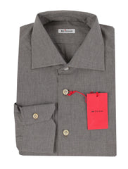 Kiton Gray Micro-Houndstooth Cotton Shirt - Slim - 15.75/40 - (KT12122335)