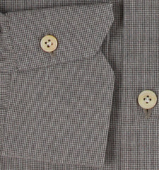 Kiton Gray Micro-Houndstooth Cotton Shirt - Slim - (KT12122335) - Parent
