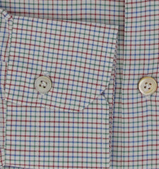 $600 Kiton Red Micro-Check Cotton Shirt - Slim - (KT311251) - Parent