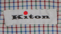 $600 Kiton Red Micro-Check Cotton Shirt - Slim - (KT311251) - Parent