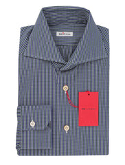Kiton Dark Blue Micro-Check Cotton Shirt - Slim - 15.5/39 - (KT11302312)