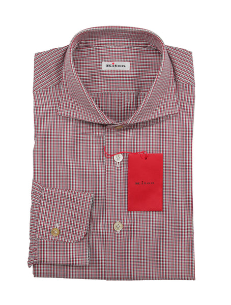 Kiton Red Plaid Cotton Shirt - Slim - (KT1182212) - Parent